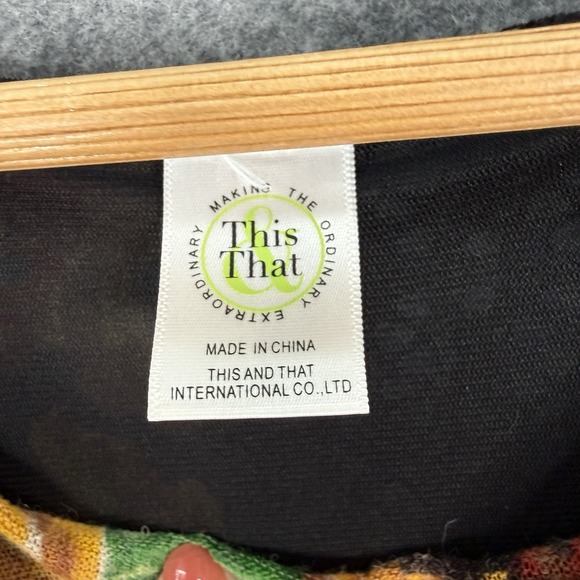 This & That Sweater Sz Large Artsy Boho Floral Crochet Colorblock Pullover Tunic - Picture 8 of 13